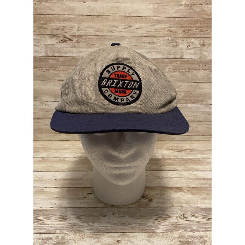 Brixton Hat OS Grey Blue Supply Trade Mark Company Wool Blend